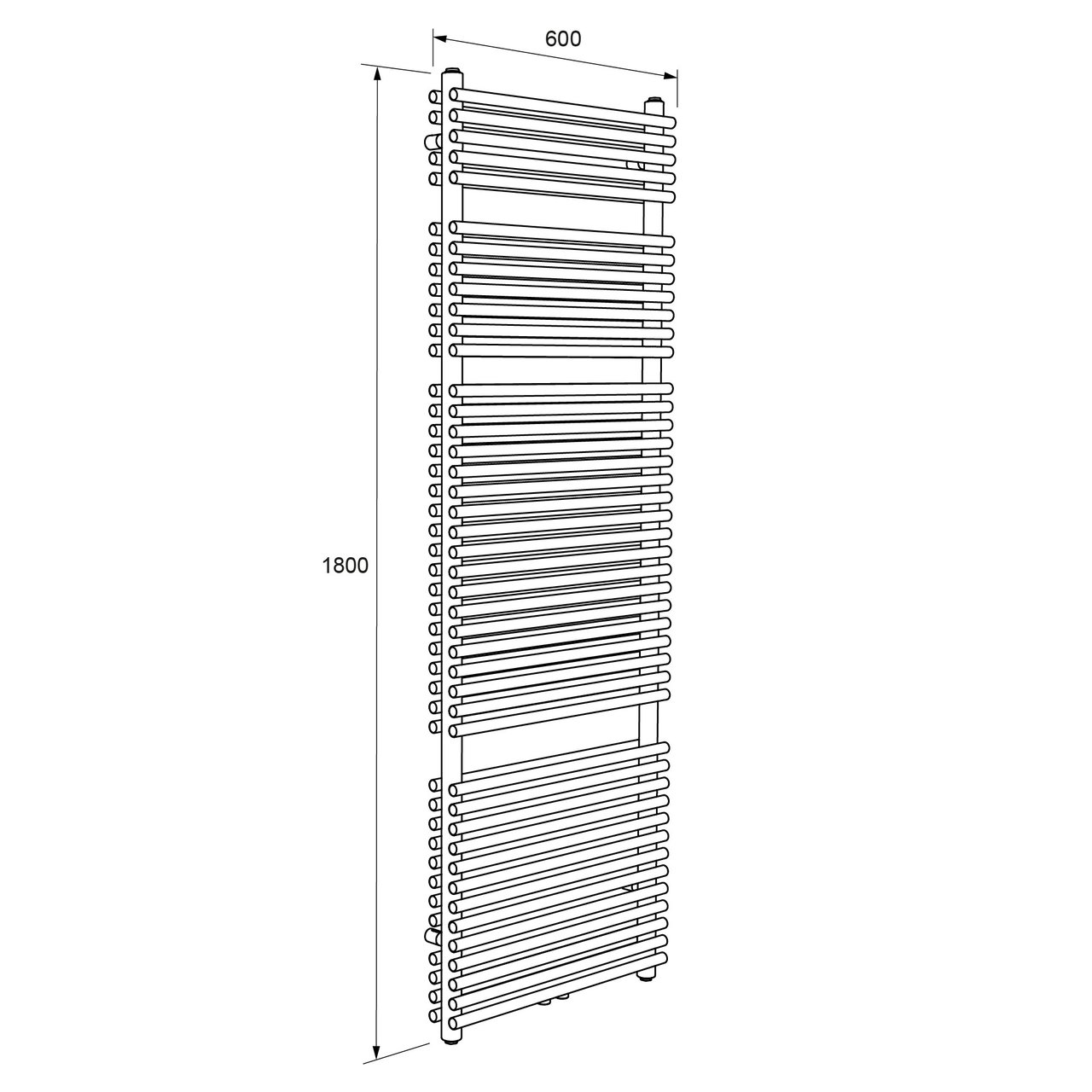 Vipera Alegria dubbele handdoekradiator 60 x 180 cm elektrische verwarming mat wit zij- en middenaansluiting 1.875W, weerstand inbegrepen