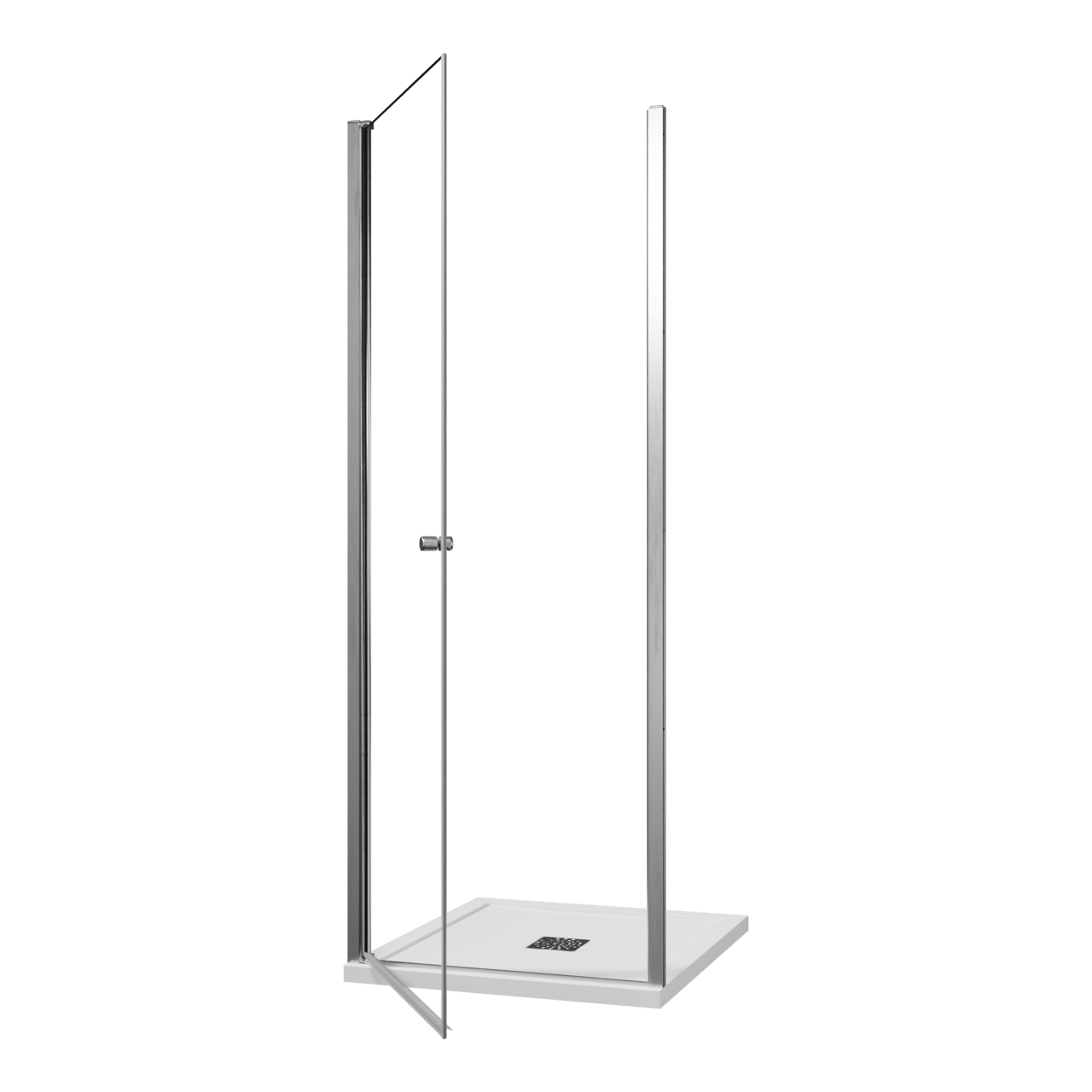 Luca Varess Kuresa porte pivotante 80 x 200 cm verre transparent profil chrome brillant