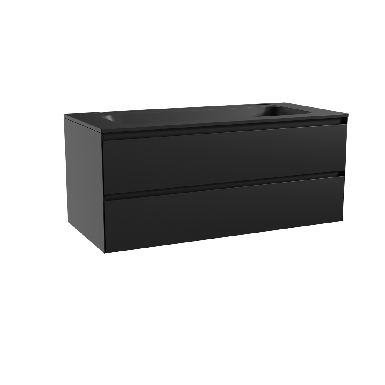 Balmani Mitra meuble salle de bains suspendu 120 x 55 cm noir mat avec Tablo Strada lavabo simple pour 2 trous de robinet en marbre composite noir mat