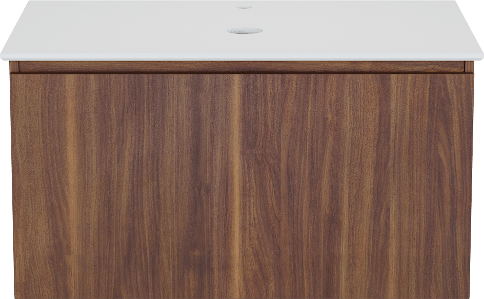 Balmani Sfera meuble salle de bains suspendu 90 x 55 cm noyer américain avec Facetta tablette simple en solid surface blanc mat