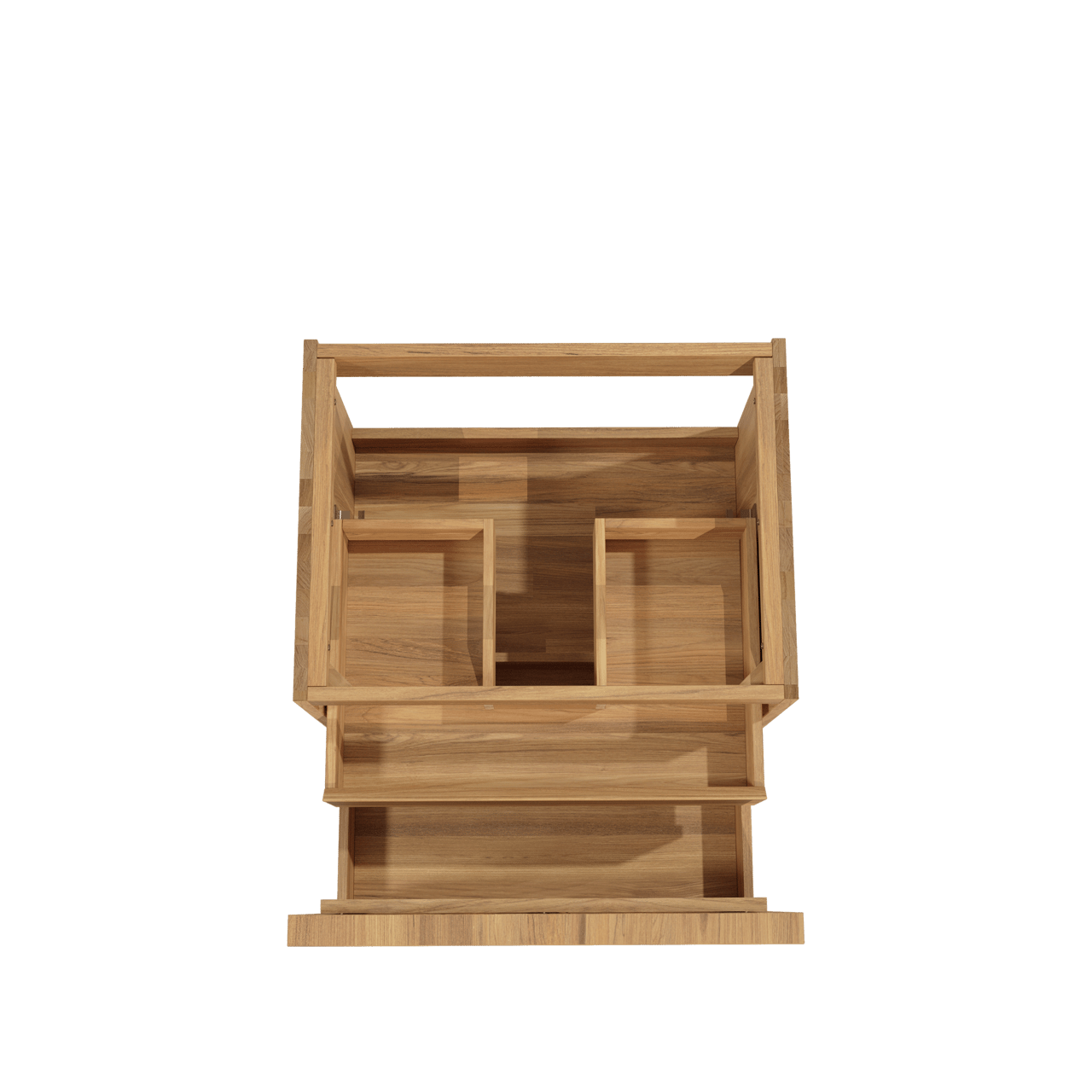 Balmani Forma hängender Waschbeckenunterschrank: 67,5 x 55 cm, Teak, 2 Schubladen