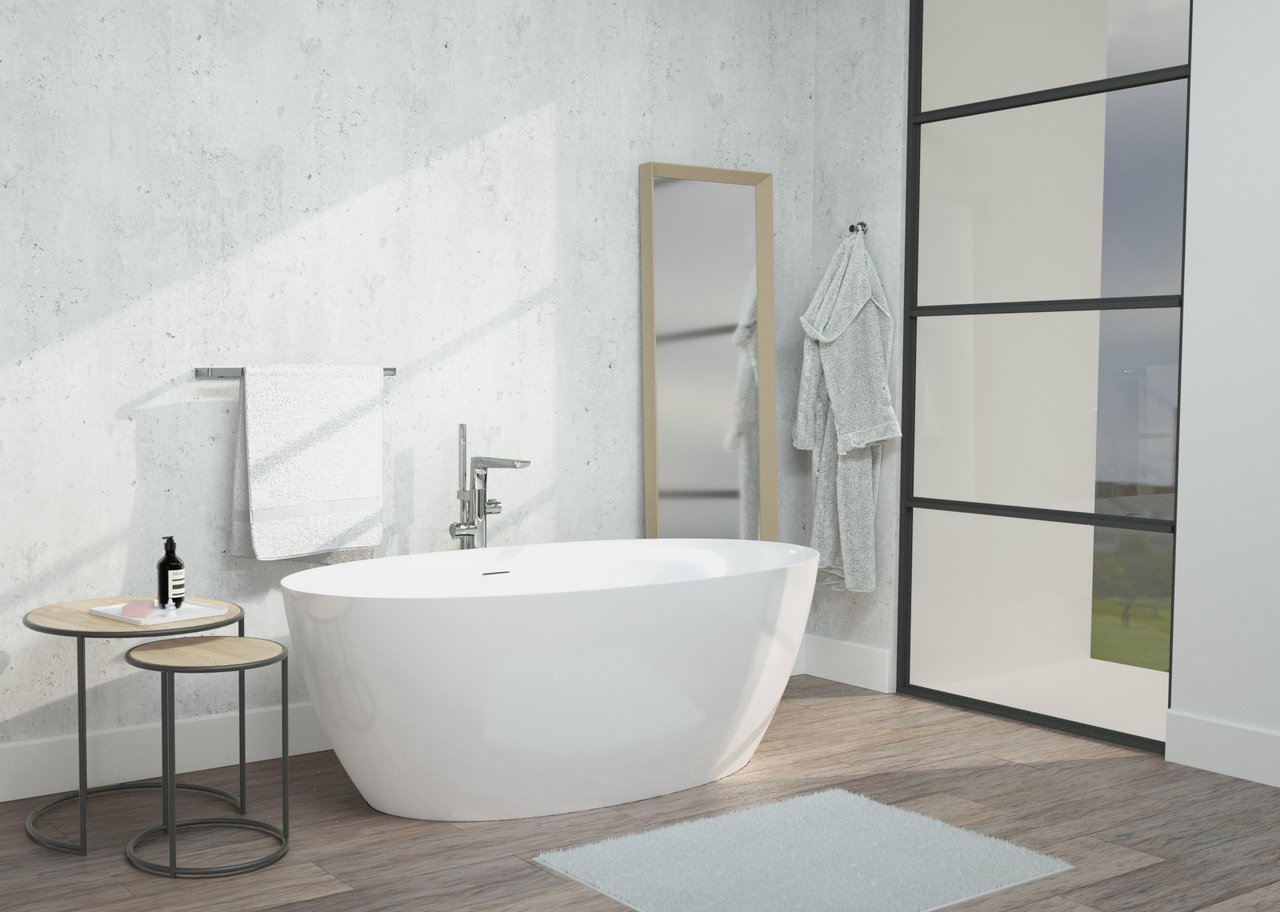 Luca Varess Dias baignoire îlot ovale 170 x 82 cm acrylique blanc mat