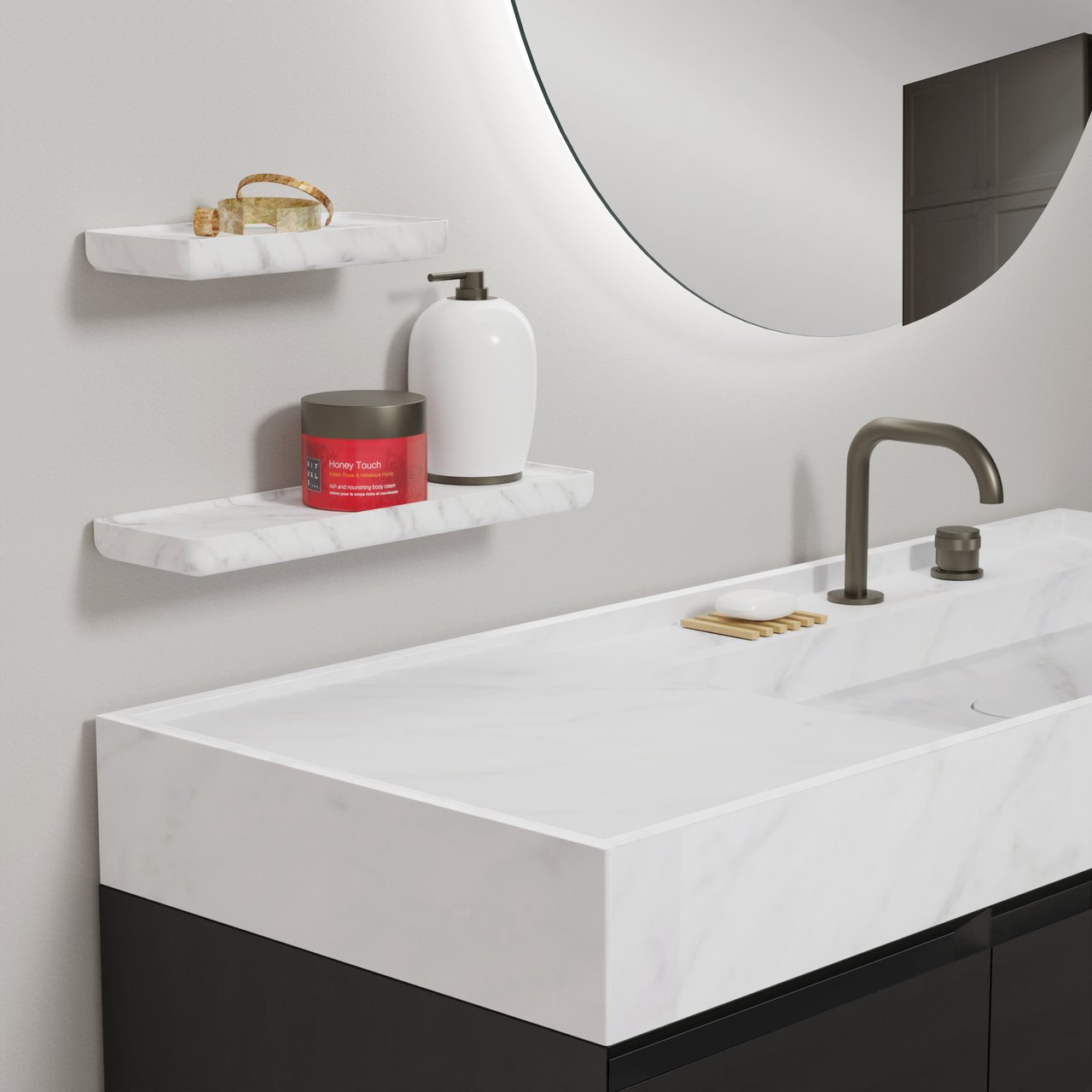 Balmani Tray Wandregal Carrara-Marmor 40 x 12 cm