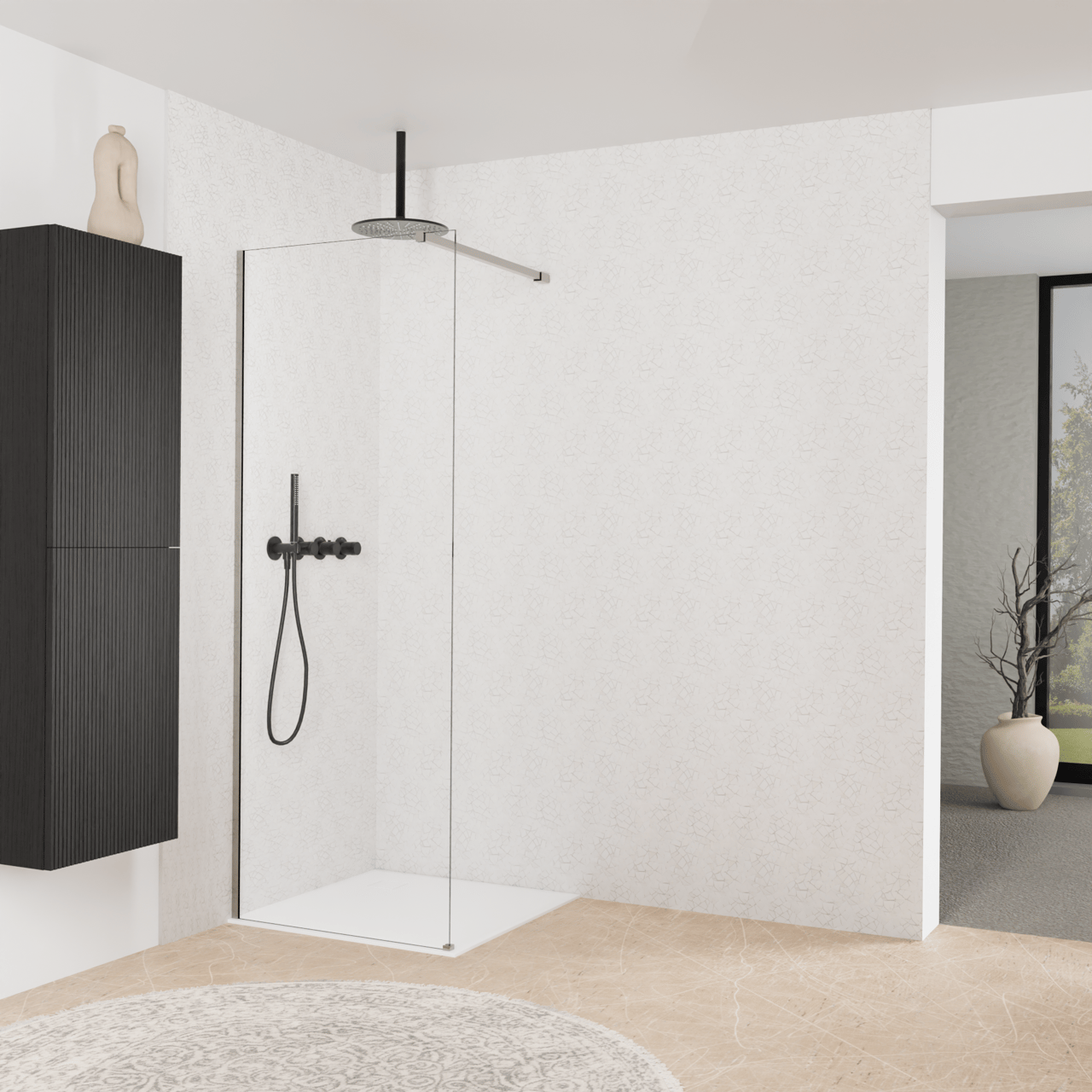 Balmani Modular Walk-In Dusche: 80 x 200 cm, Klarglas, inklusive Coating, Profil Brushed Inox