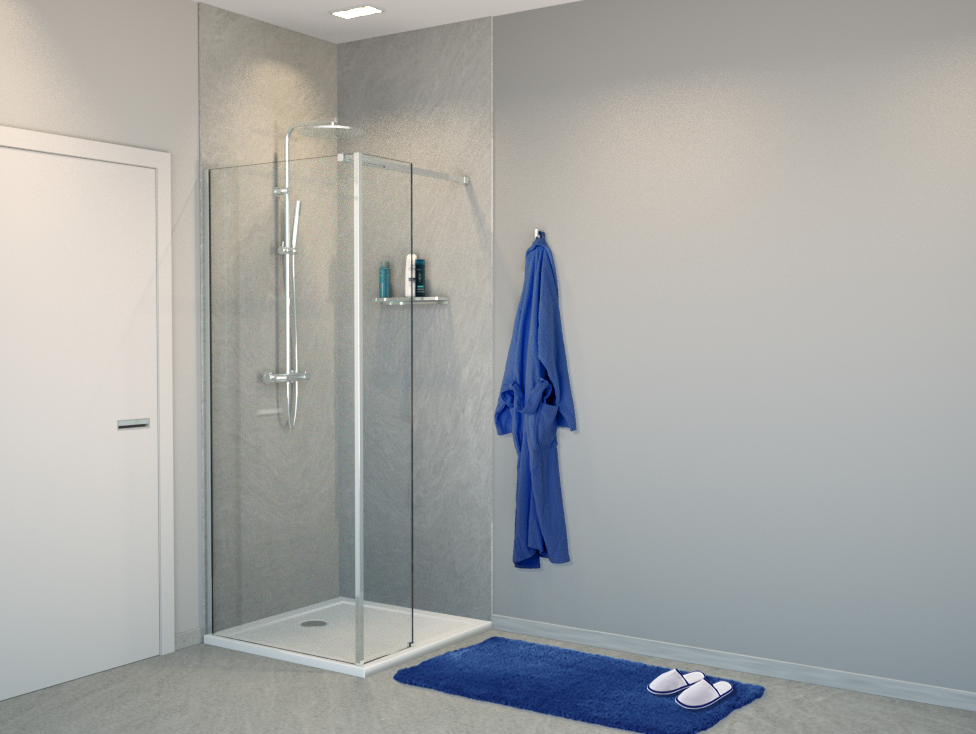 Balmani Modular Walk-In-Dusche mit fester Seitenwand 80 x 200 cm, Klarglas, Profil chrom glänzend