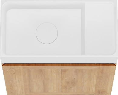 Balmani Mitra zwevend toiletmeubel 42 x 21 cm teakhout met Dama wastafel in mat witte Solid Surface