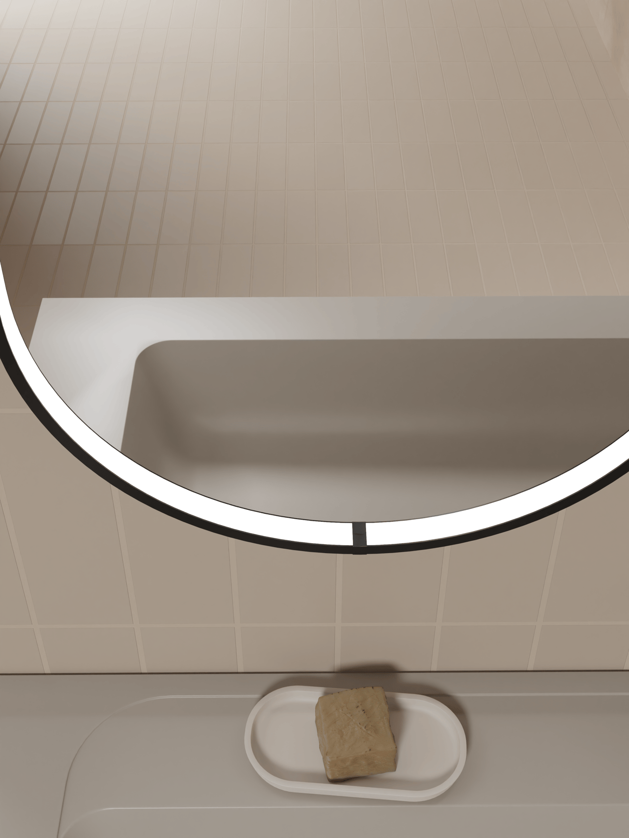 Balmani Secret Black Badspiegel mit Beleuchtung: Oval, Schwarz, 45 x 120 cm, mit Anti-Beschlag Spiegelheizung