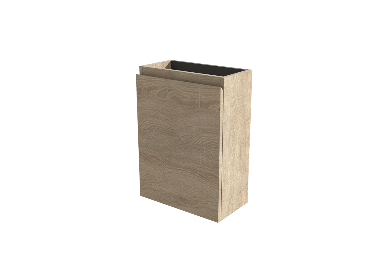 Linie Lado meuble wc suspendu 40 x 22 cm chêne blanc avec Vano lavabo en marbre composite brillant