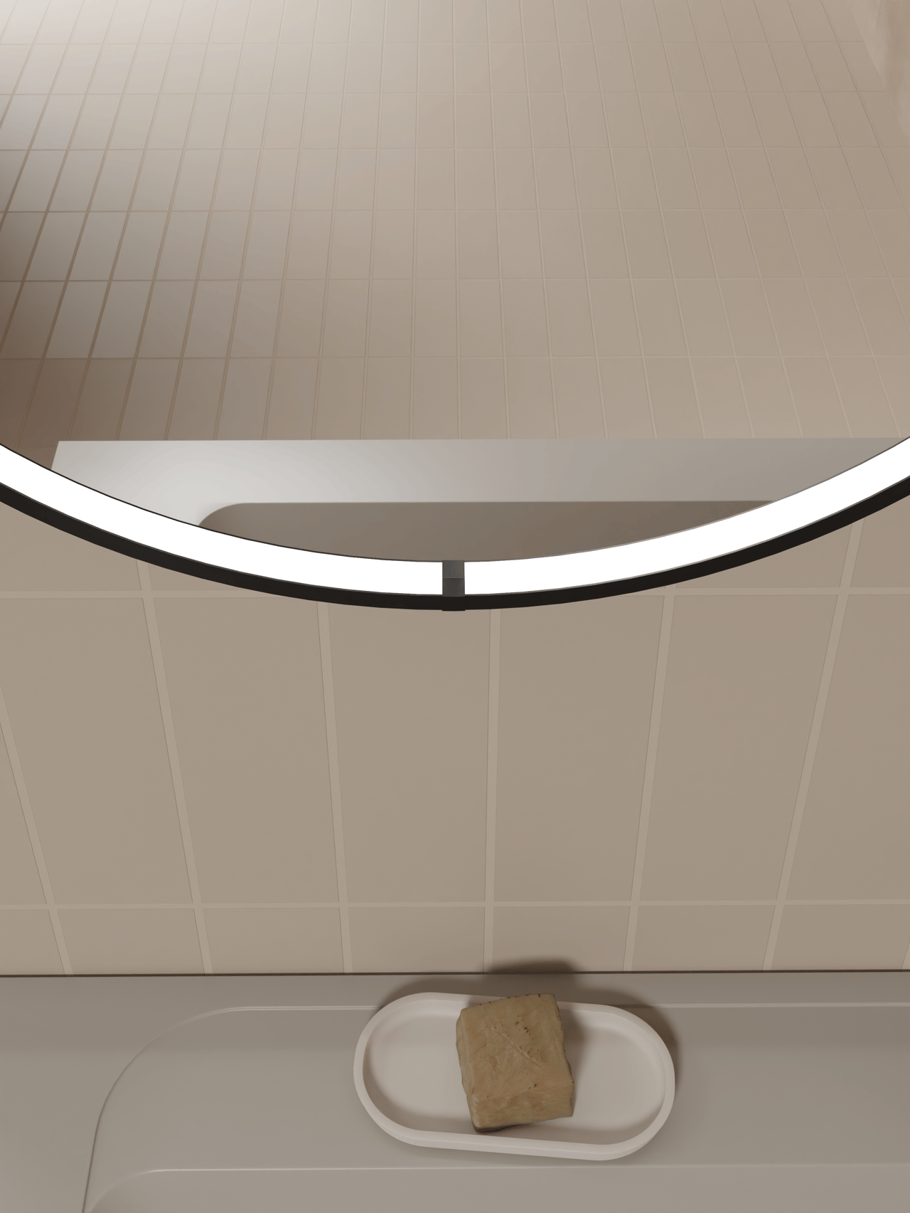 Balmani Secret Black rond badkamerspiegel zwart Ø 60 cm met spiegelverlichting en anti-damp