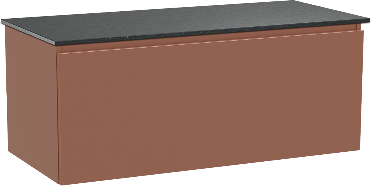 Balmani Sfera zwevend badmeubel 120 x 55 cm cotto met Stretto enkel wastafelblad in zwart graniet