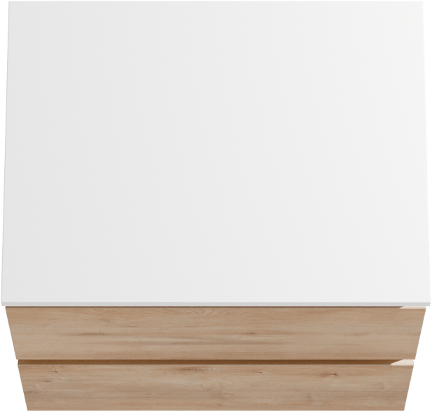 Linie Lado hängendes Möbelstück Set: 60 x 46 cm, Naturbelassene Eiche, mit Lado Einzel Waschtischplatte, Marmorkomposit Weiß matt