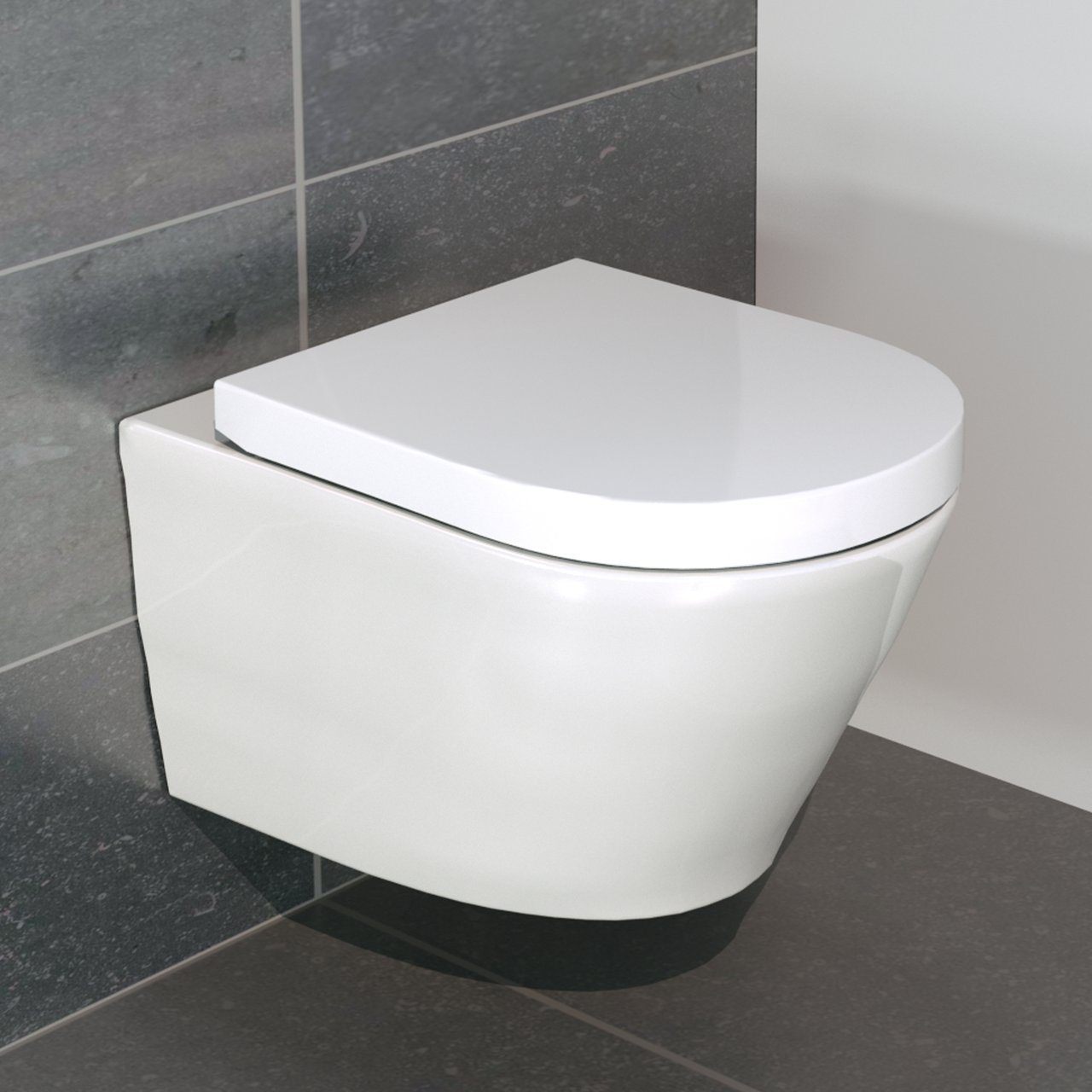 Luca Varess Calibro wc suspendu Blanc Brillant bride de rinçage fine