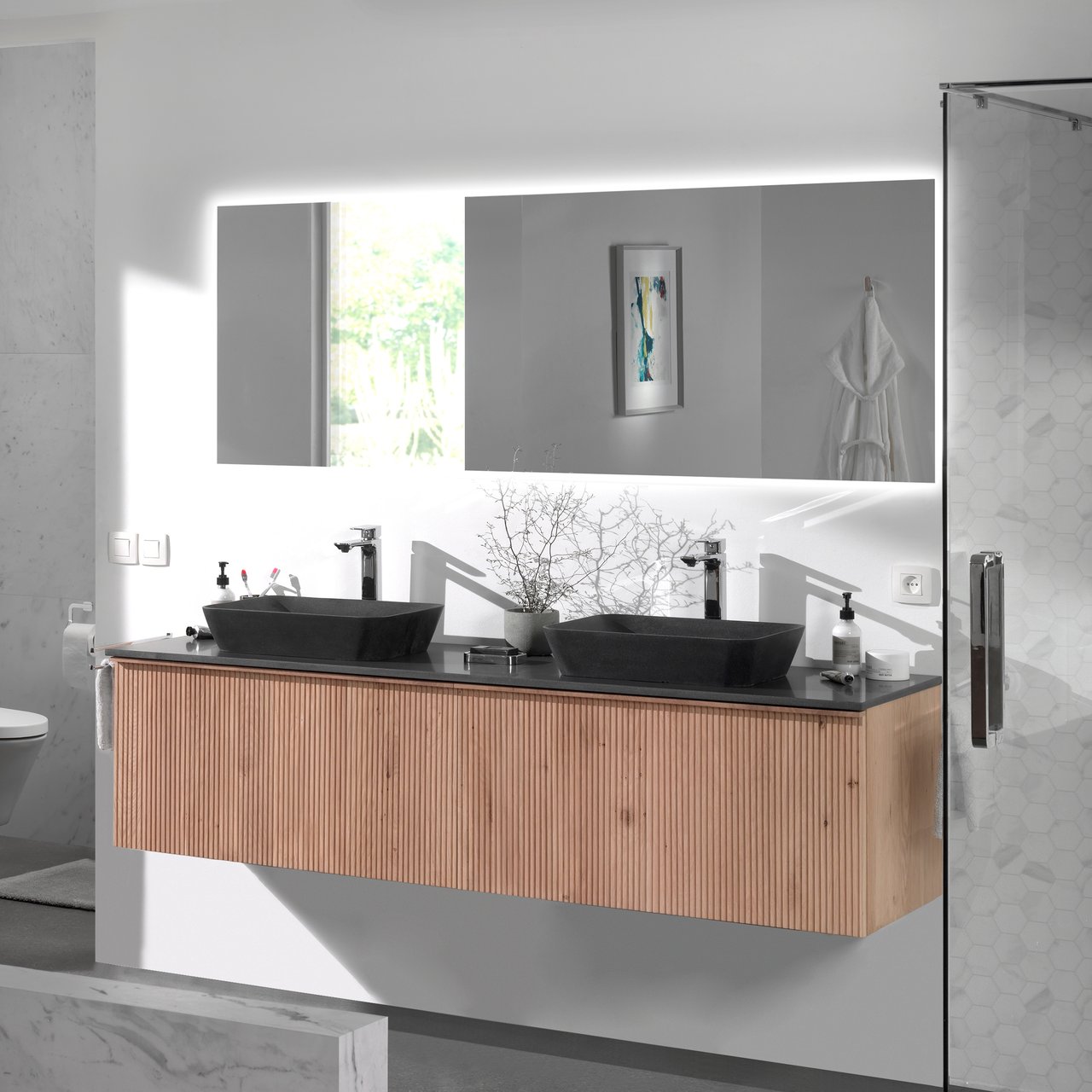 Balmani Giro Badspiegel mit Beleuchtung: Rechteckig, 180 x 65 cm