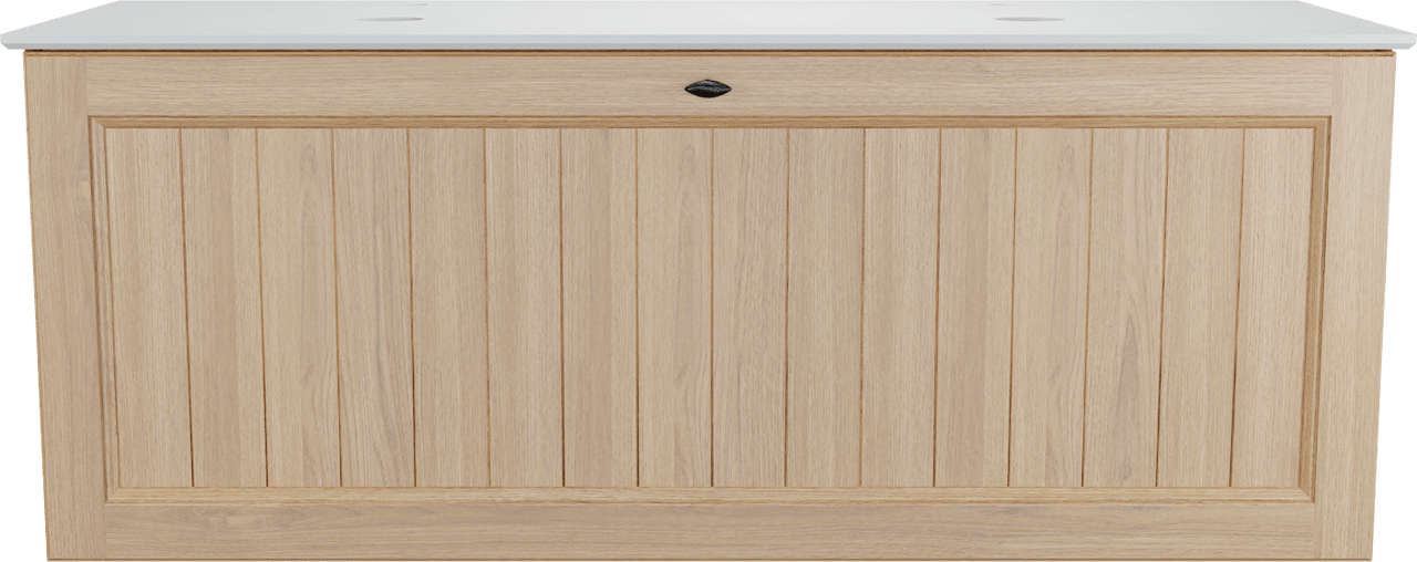 Balmani Lemon zwevend badkamermeubel 135 x 55 cm, fineer natuur eik met Facetta dubbel tablet in mat wit