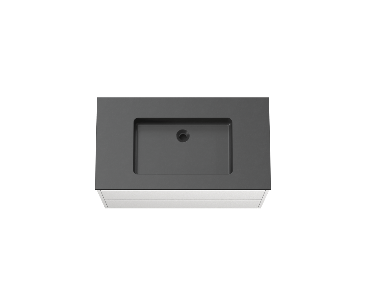 Storke Seda zwevend badmeubel 95 x 52 cm mat wit met Scuro enkele wastafel in kwarts mat zwart