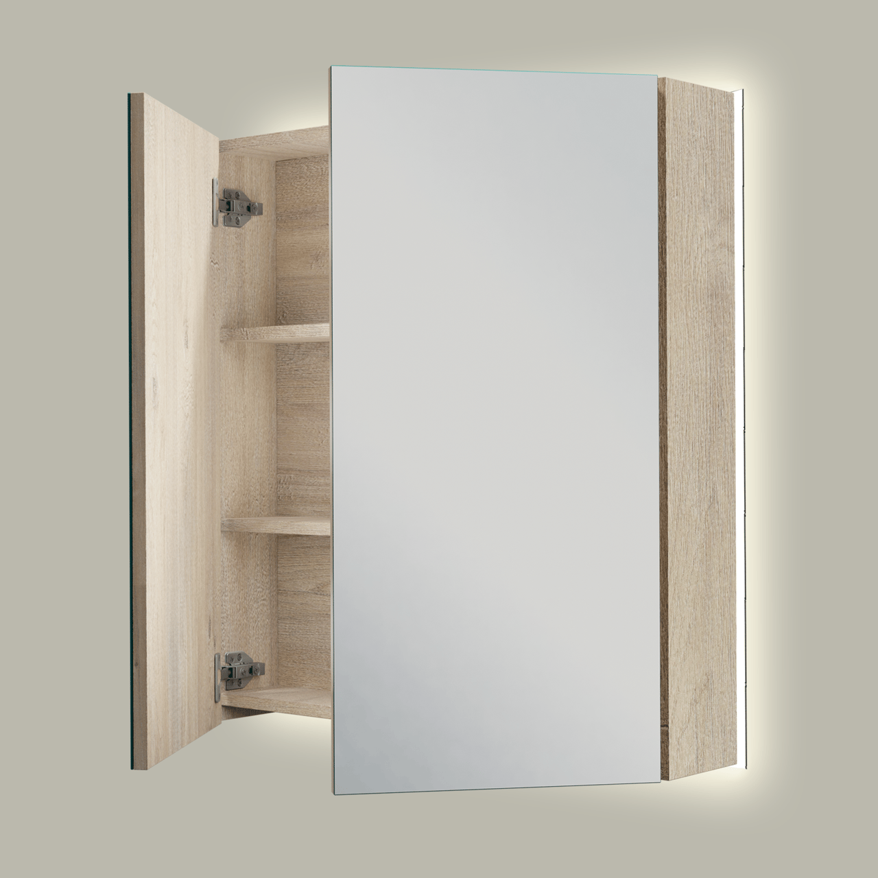 Linie Montro armoire de toilette lumineuse 70 x 75 cm chêne naturel