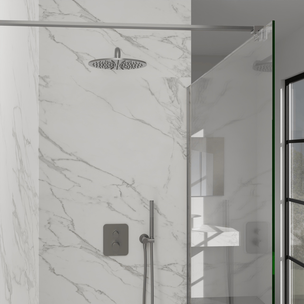 Blaufoss Smartbox Softline thermostat de douche encastré 2 fonctions Brushed Coolmetal incl élément intégré