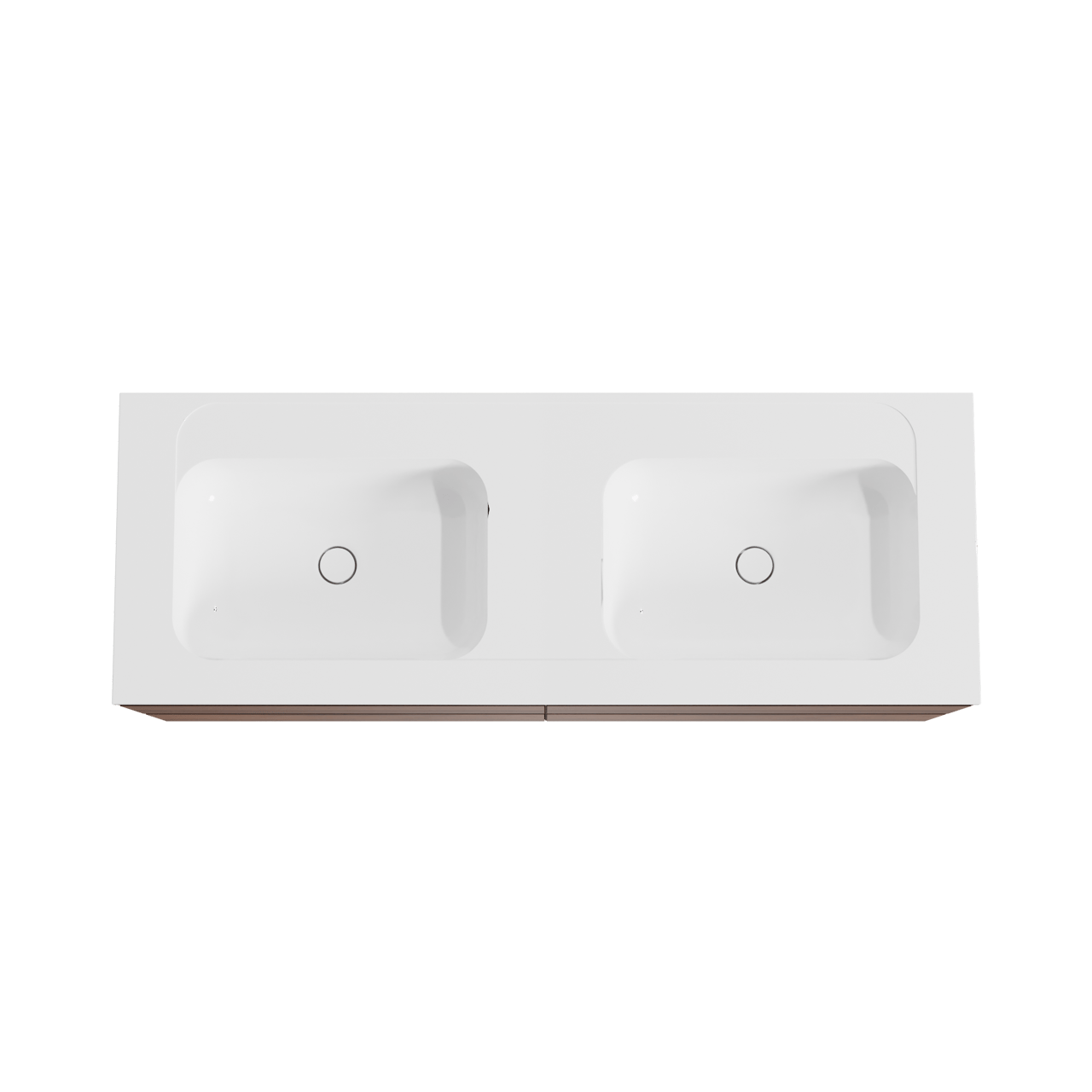 Balmani Mitra meuble salle de bains suspendu 150 x 55 cm noyer avec Tablo Strada double vasque en marbre composite blanc brillant