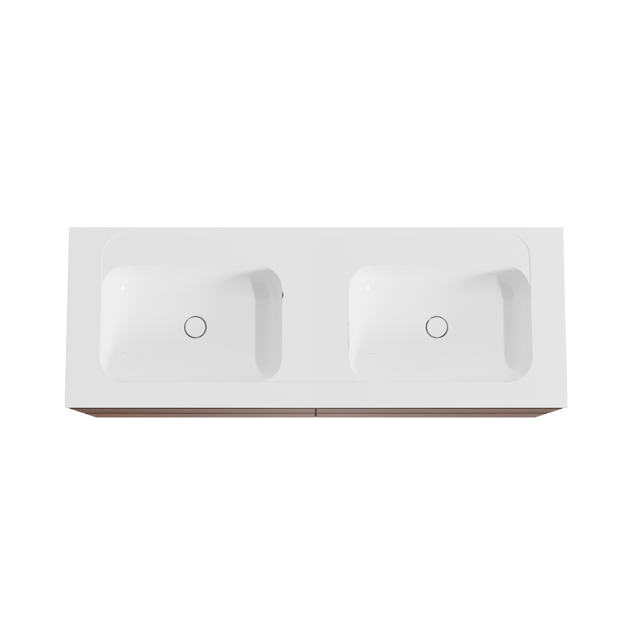 Balmani Mitra hängendes Möbelstück Set: 150 x 55 cm, Nussbaum, mit Tablo Strada Doppelwaschtisch, Marmorkomposit Weiß glänzend