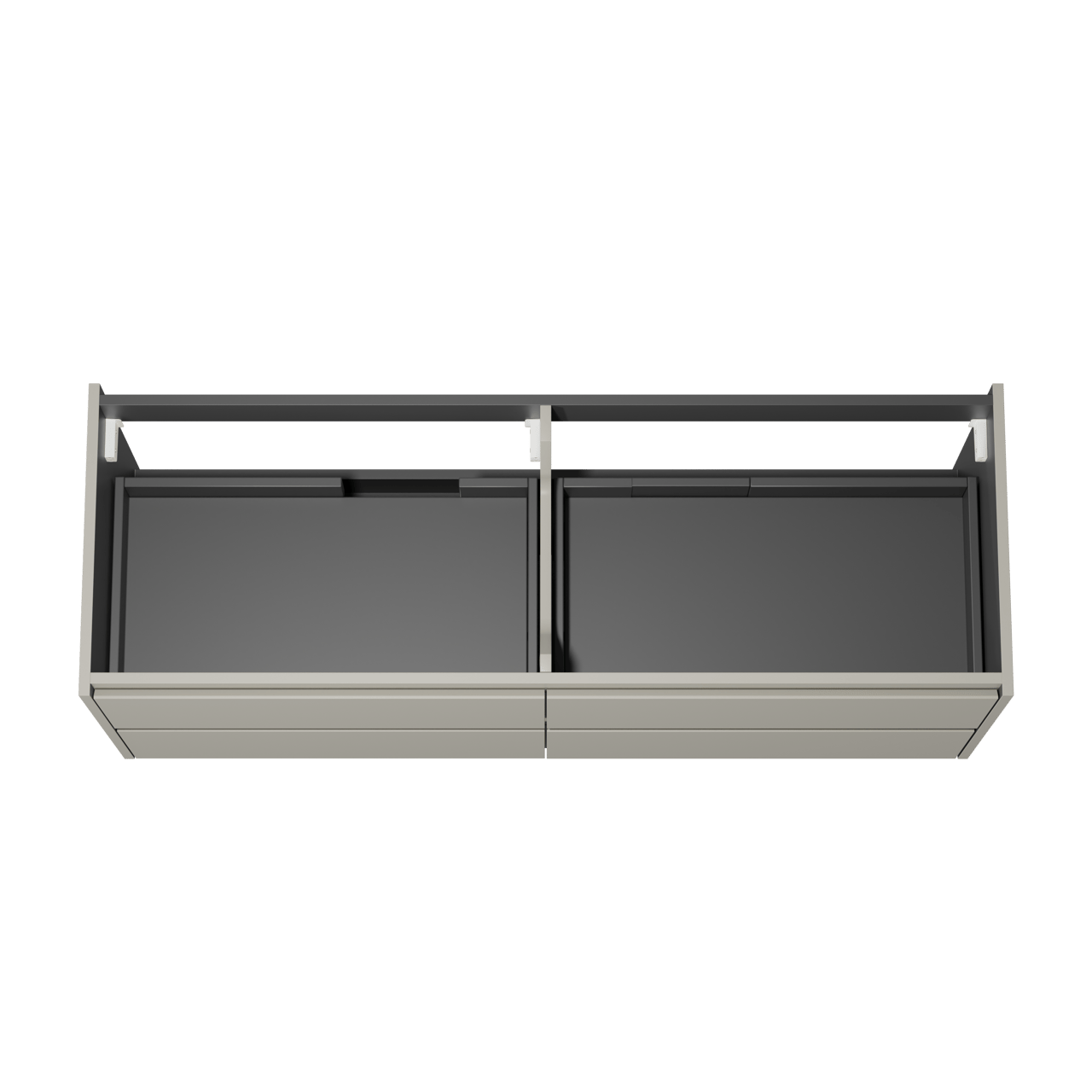 Storke Seda hängender Waschbeckenunterschrank: 150 x 52 cm, Seidengrau, 4 Schubladen