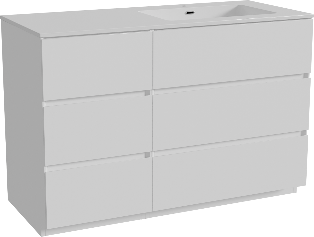 Storke Edge staand badmeubel 120 x 52 cm mat wit met Diva asymmetrisch rechtse wastafel in composietmarmer hoogglans wit