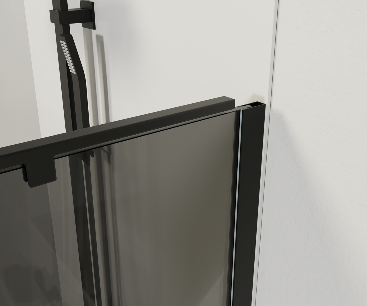 Balmani Modular inloopdouche 136 x 100 cm grijs glas mat zwart profiel