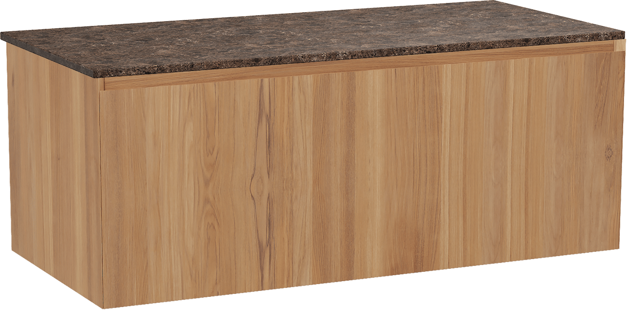 Balmani Idra hängendes Möbelstück Set: 120 x 55 cm, Teak, mit Stretto Einzel- oder Doppel Waschtischplatte, Marmor Dark Emperador