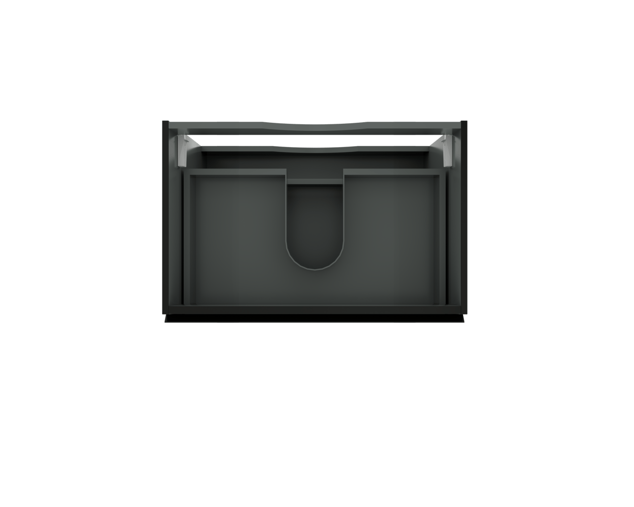 Linie Lado hängender Waschbeckenunterschrank: 70 x 46 cm, Schwarz Matt, 2 Schubladen