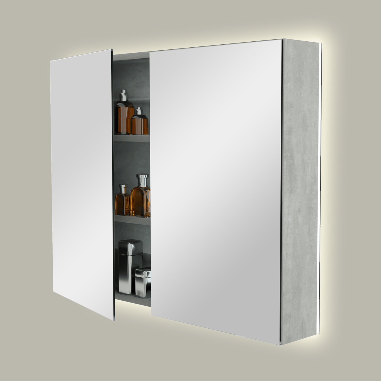 Storke Reflecta armoire de toilette lumineuse 95 x 75 cm béton gris foncé