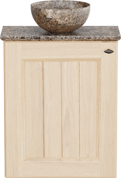 Balmani Lemon zwevend toiletmeubel 42 x 21 cm natuur eiken met Facetta wastafelblad en Bari XS waskom in Dark Emperador marmer