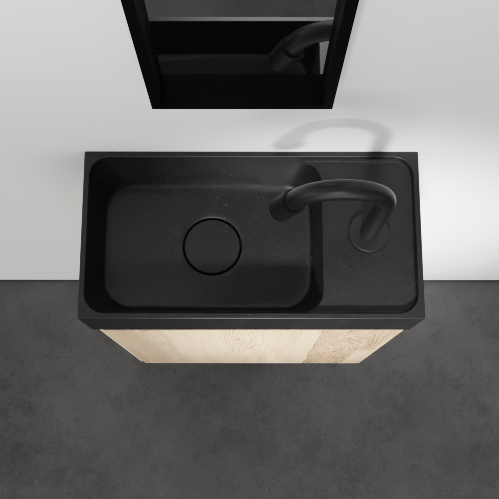 Balmani Mitra meuble wc suspendu 42 x 21 cm chêne naturel avec Dama lavabo en granite aiguisé