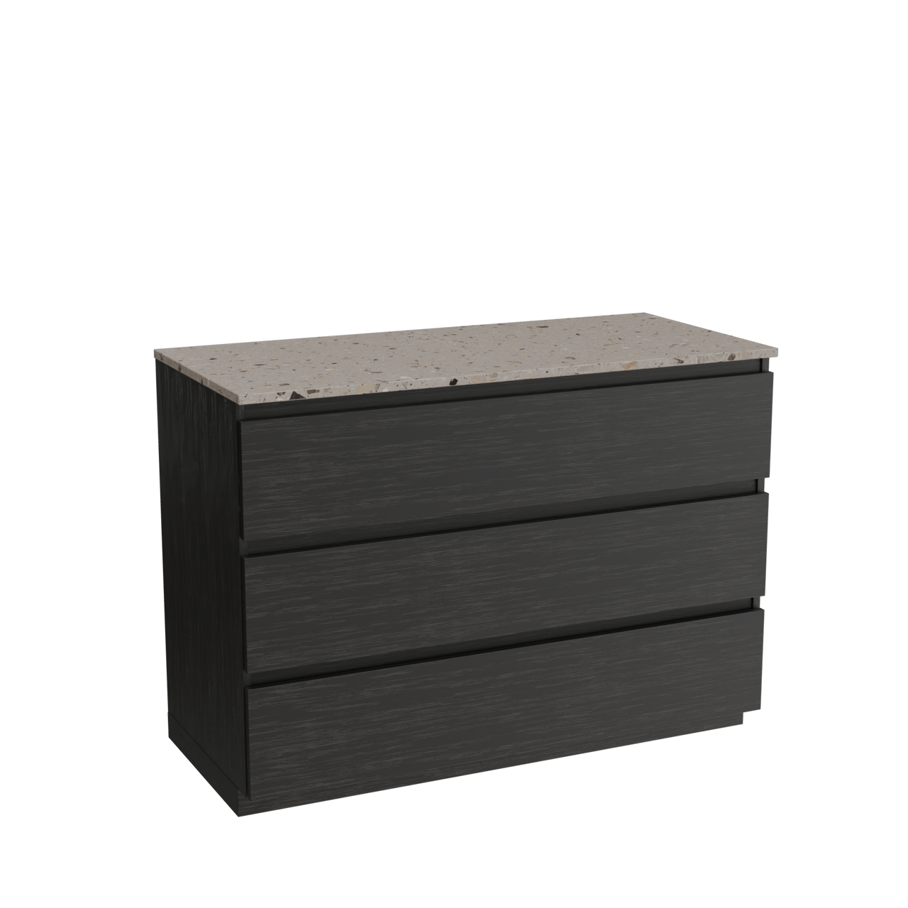 Balmani Lucida meuble salle de bains à poser 120 x 55 cm chêne noir avec Stretto tablette simple ou double en terrazzo greige terrazzo