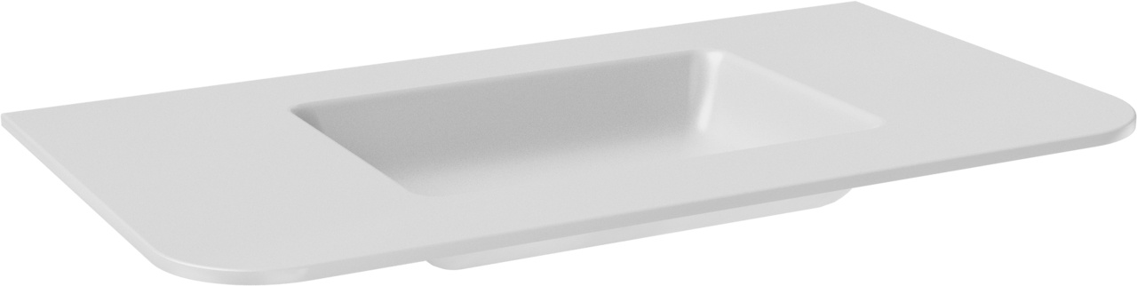 Balmani Moon enkele wastafel mat witte Solid Surface 100 x 55 cm