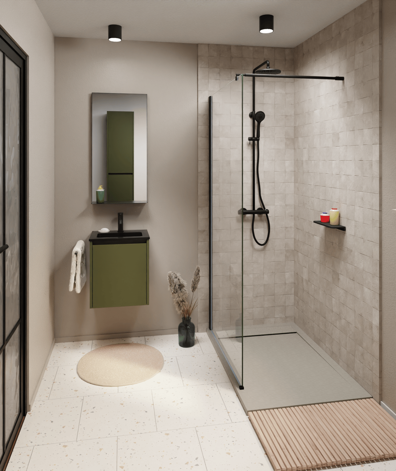 Luca Varess Dandy receveur de douche 140 x 80 cm marbre composite Soie grise mat structure rock