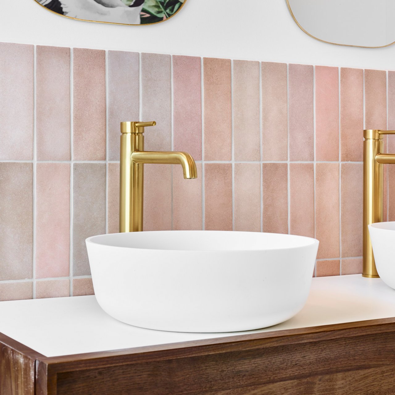 Blaufoss Round verhoogde wastafelkraan Brushed Gold