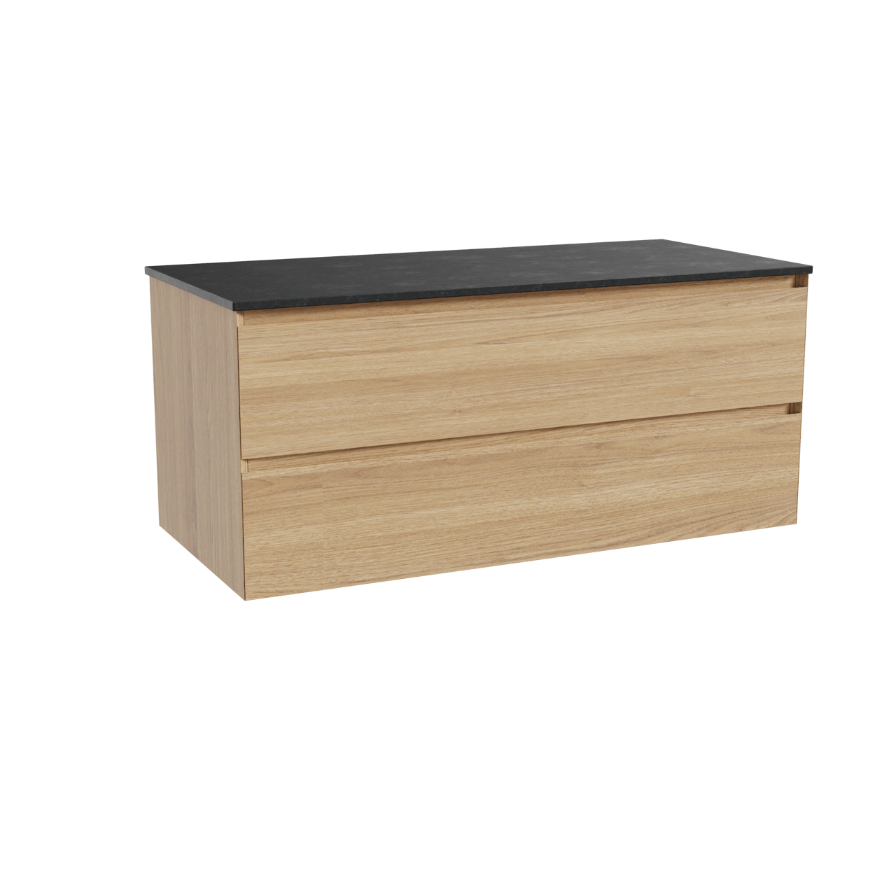 Balmani Mitra meuble salle de bains suspendu 120 x 55 cm chêne naturel avec Stretto tablette simple en granit noir