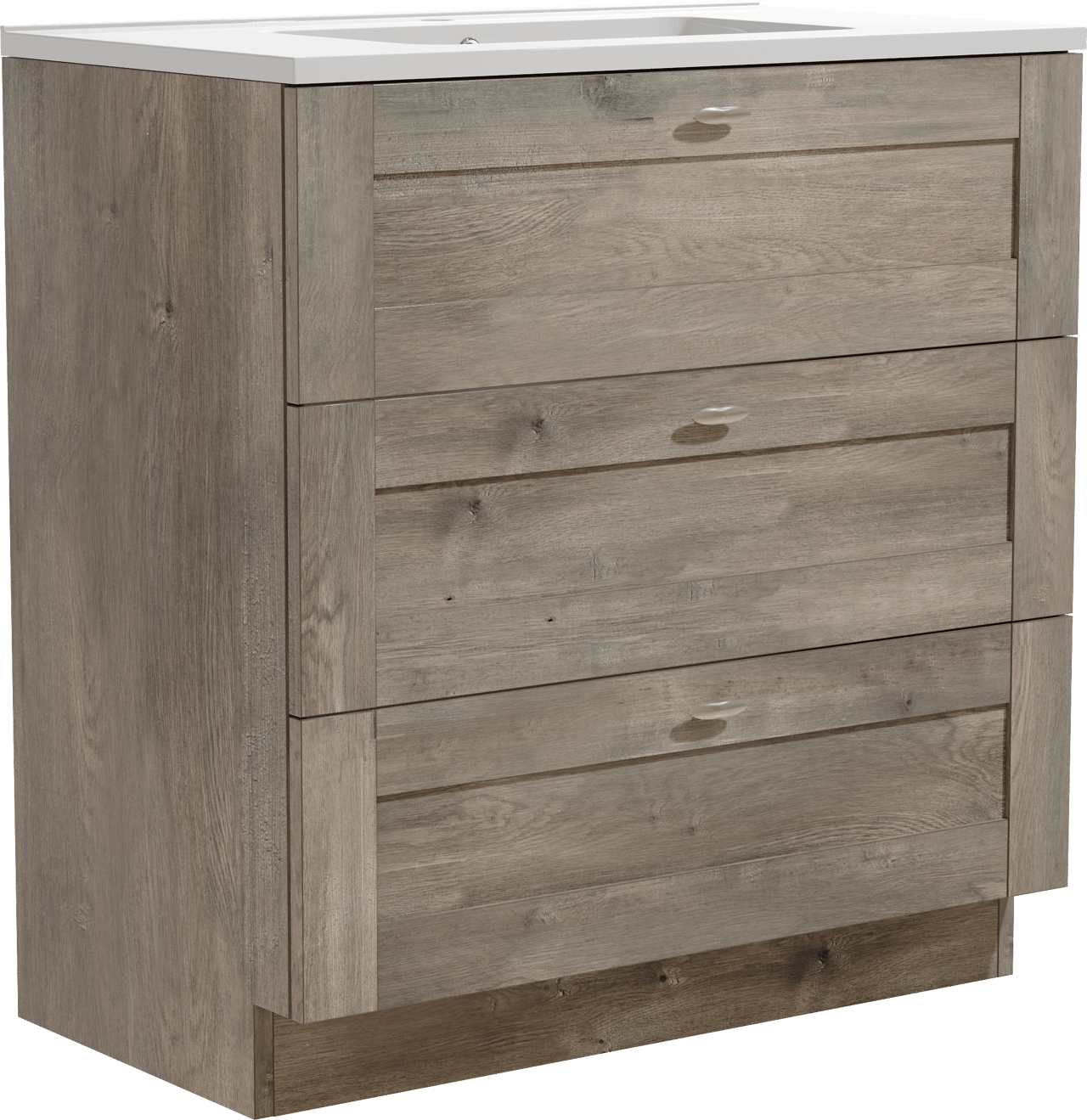 Linie Classo meuble salle de bains à poser 80 x 46 cm chêne gris avec Vano plan simple en marbre composite blanc brillant