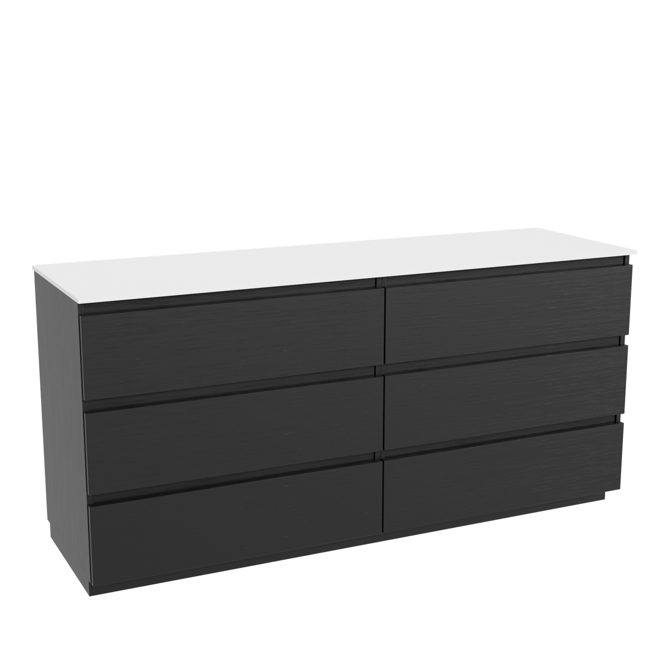 Balmani Lucida meuble salle de bains à poser 180 x 55 cm chêne noir avec Stretto tablette simple ou double en solid surface blanc mat