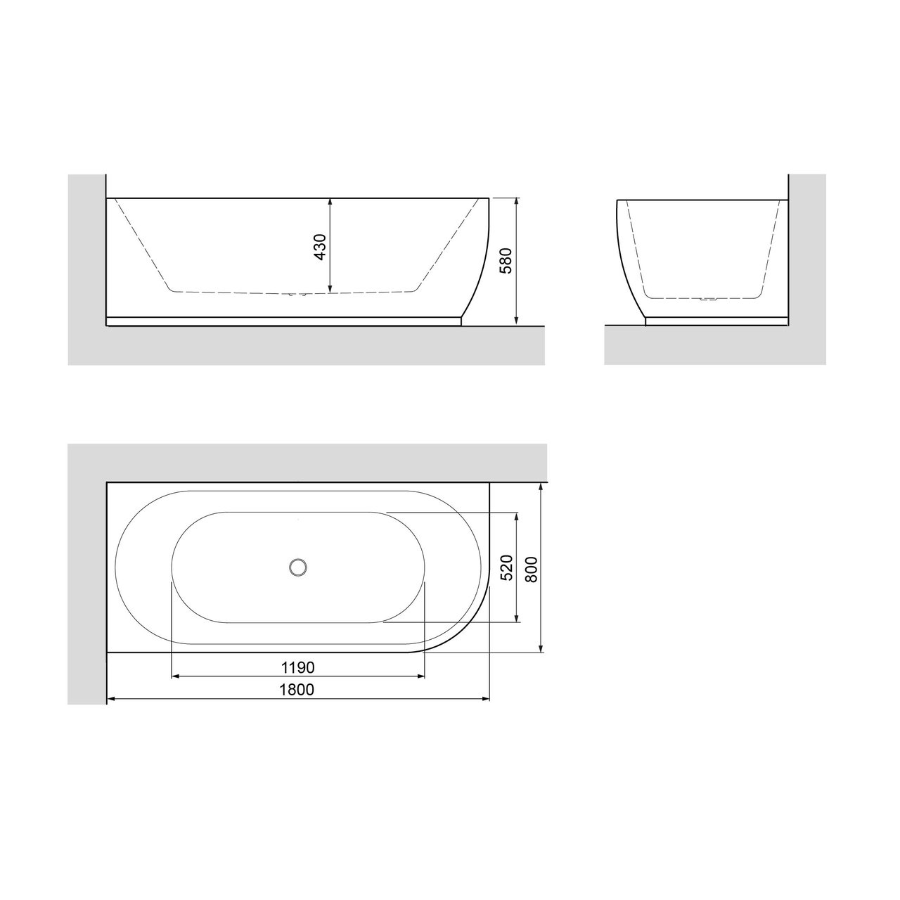Linie Paulo 2-Personen-Eckbadewanne: links, 180 x 80 cm, Acryl, Weiß Glänzend