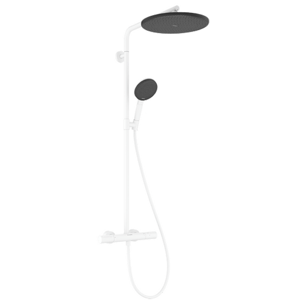 Hansgrohe Raindance Alive S Puro Showerpipe regendoucheset 300 1jet, Ecosmart met Ecostat element thermostaat Mat wit