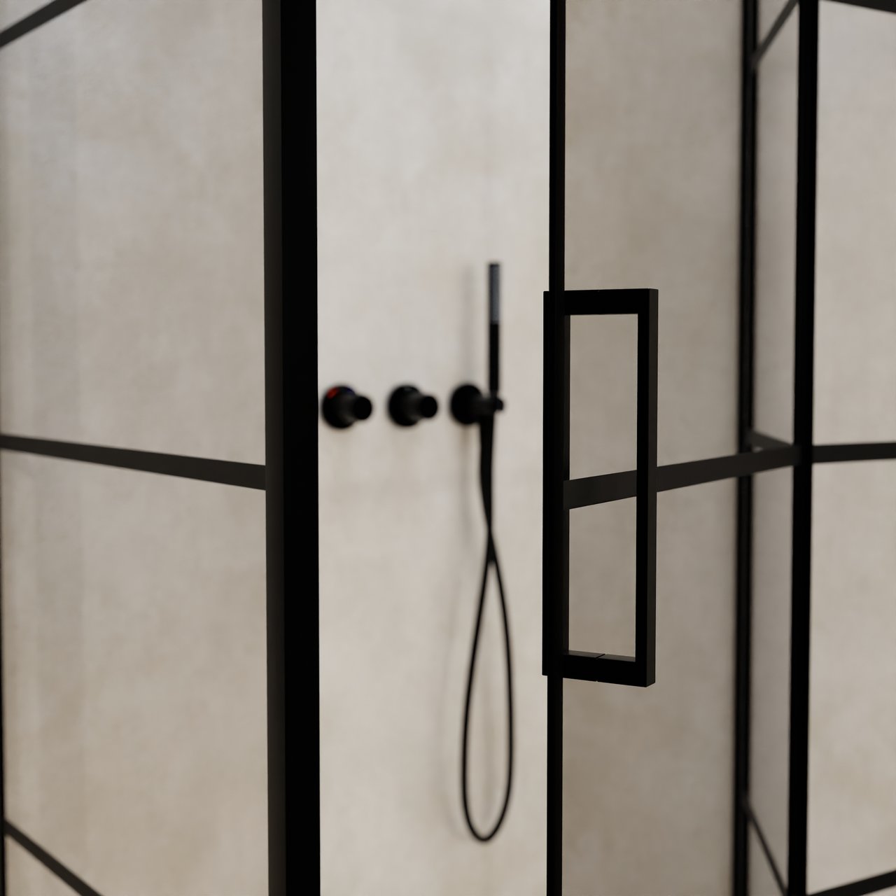 Balmani Senses Design Eckdusche: Drehtür (Rechts) mit fixierte Seitenwand, 100 x 80 cm, Lined, Profil Schwarz, inklusive Coating