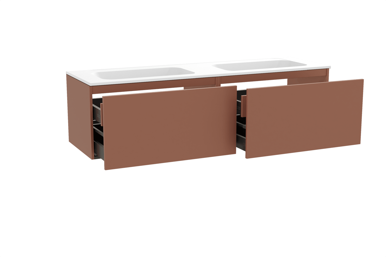 Balmani Sfera meuble salle de bains suspendu 180 x 55 cm cotto avec Tablo Strada double vasque en marbre composite blanc mat