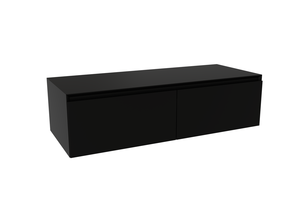 Storke Edge Modulo hängender Waschbeckenunterschrank: 120 x 48 cm, Schwarz matt, 2 Schubladen