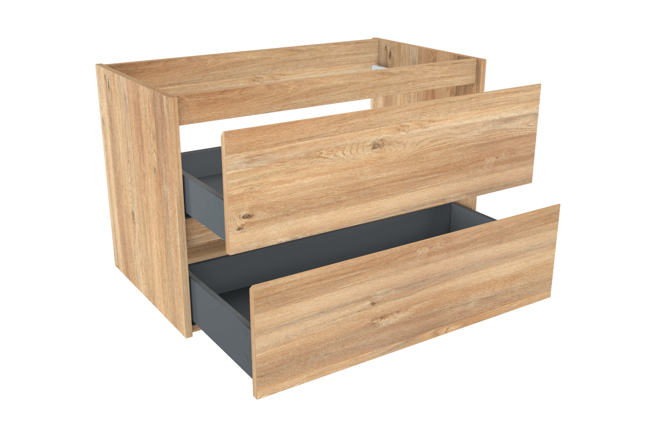 Storke Seda hängender Waschbeckenunterschrank: 95 x 52 cm, Eiche rustikal, 2 Schubladen