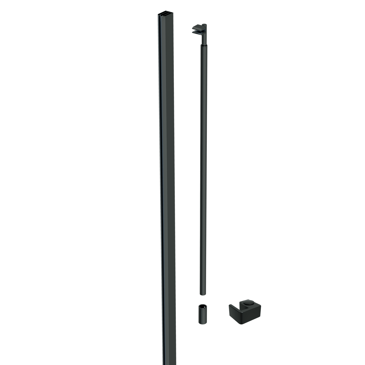 Linie Walk-In Walk-In Dusche: 120 x 200 cm, Klarglas mit satiniertem Streifen, Schwarzes Profil, matt