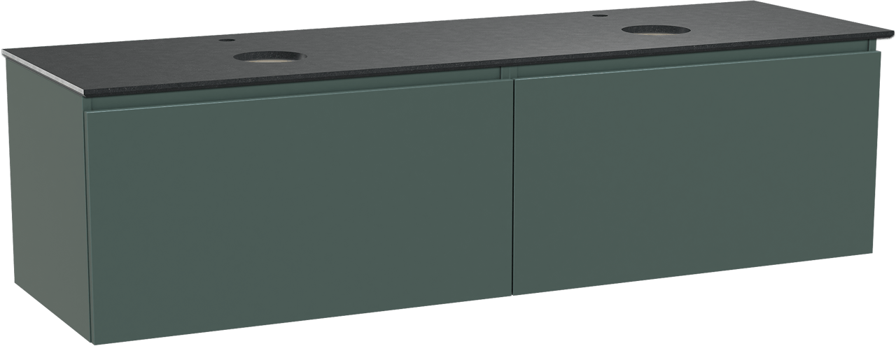 Balmani Sfera zwevend badmeubel 180 x 55 cm forest met Facetta dubbel wastafelblad in zwart graniet