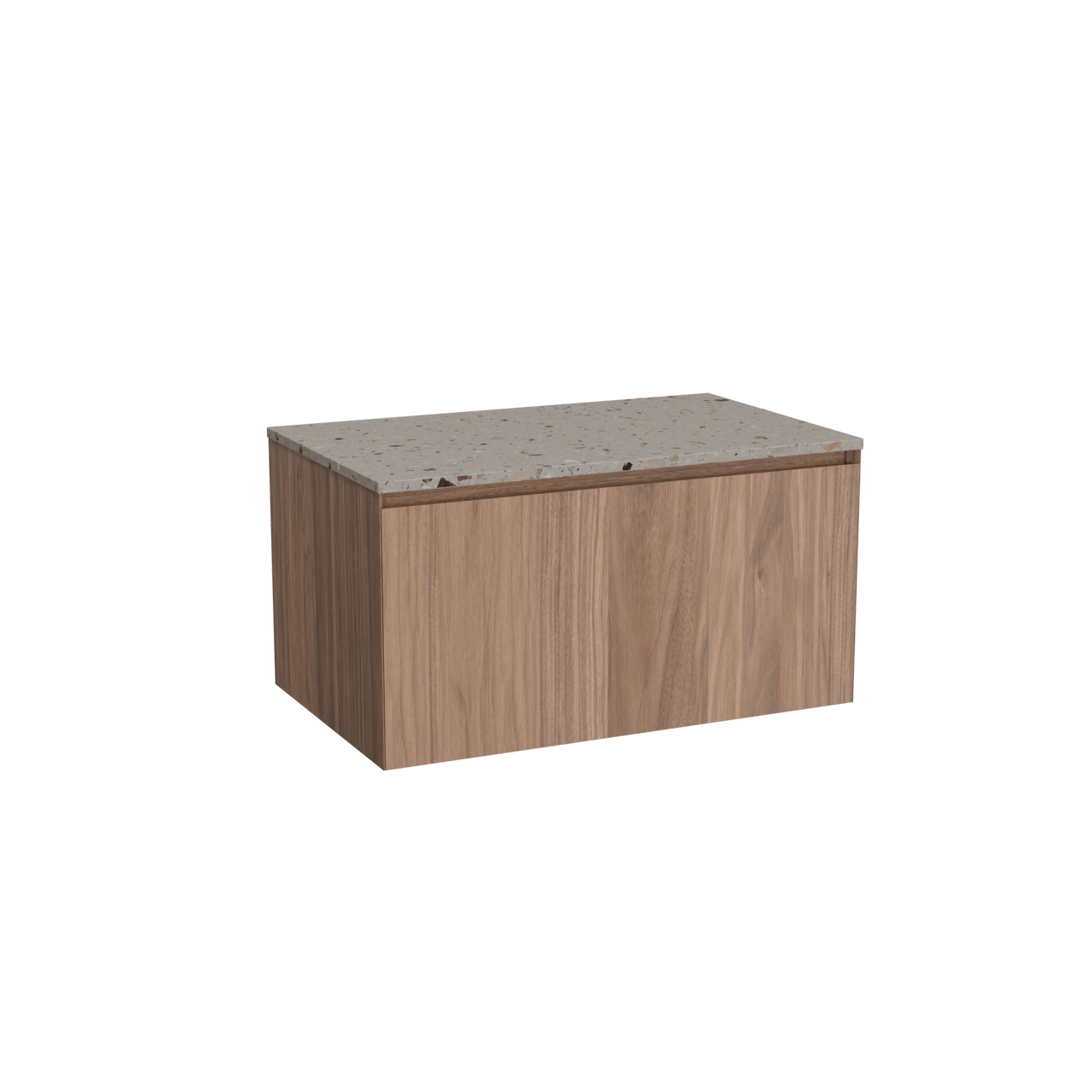 Balmani Idra meuble salle de bains suspendu 90 x 55 cm noyer avec Stretto tablette simple en terrazzo greige terrazzo