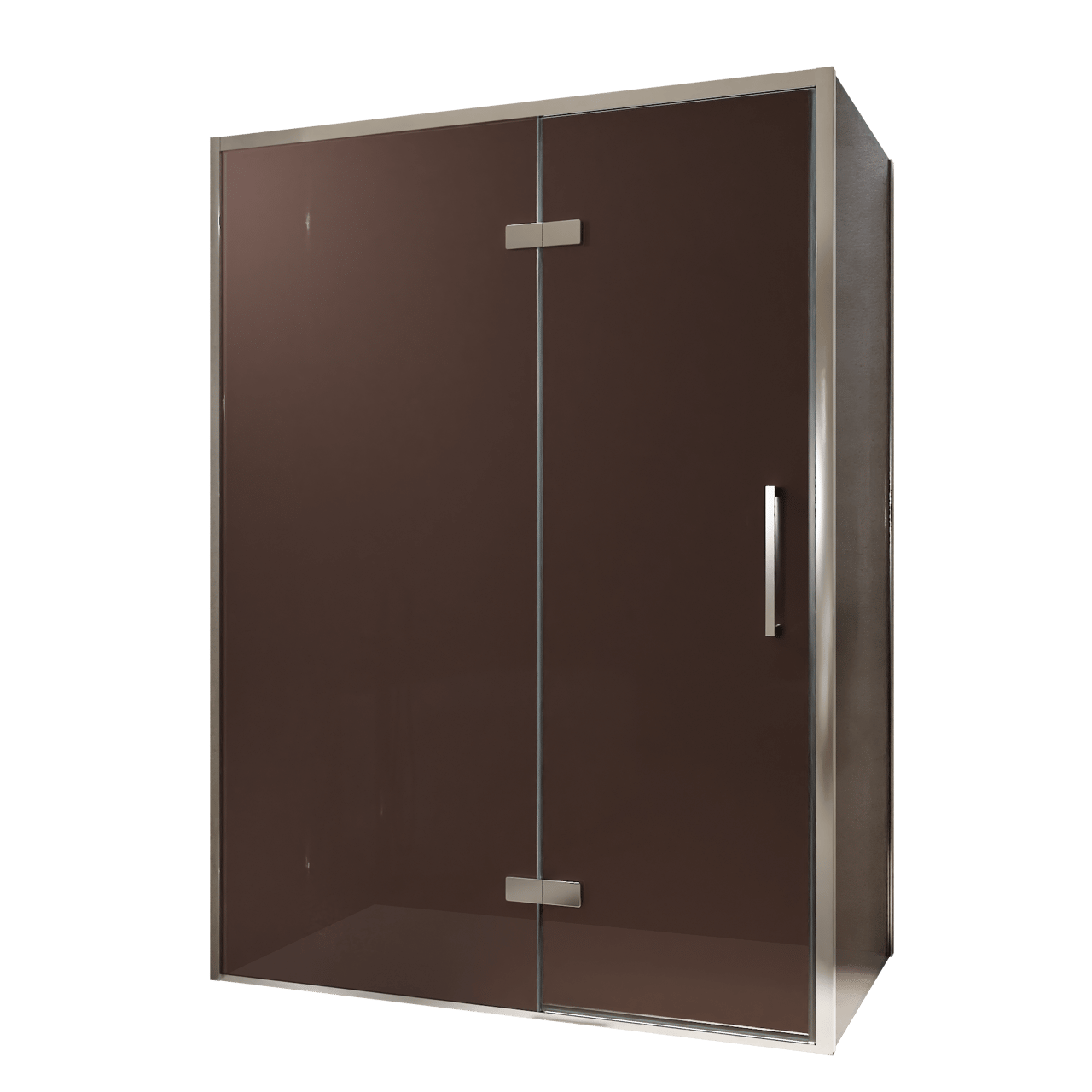 Balmani Senses Design douchehoek met linkse draaideur en vaste zijwand, 140 x 100 cm, Brons, Chroom profielen, met coating