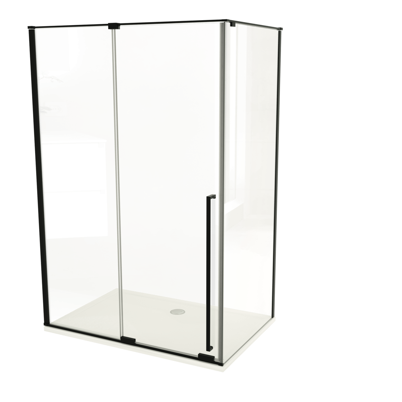 Luca Varess Stilus paroi de douche avec porte coulissante et paroi latérale fixe 140 x 90 cm verre transparent profil noir mat