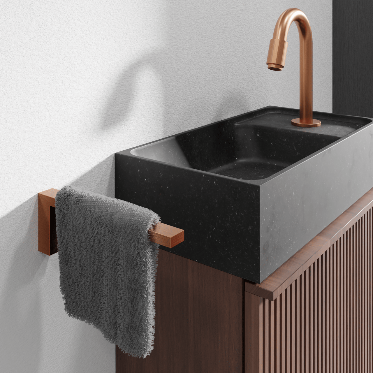 Blaufoss Noma Small Handdoekhouder Brushed Rosegold 19cm